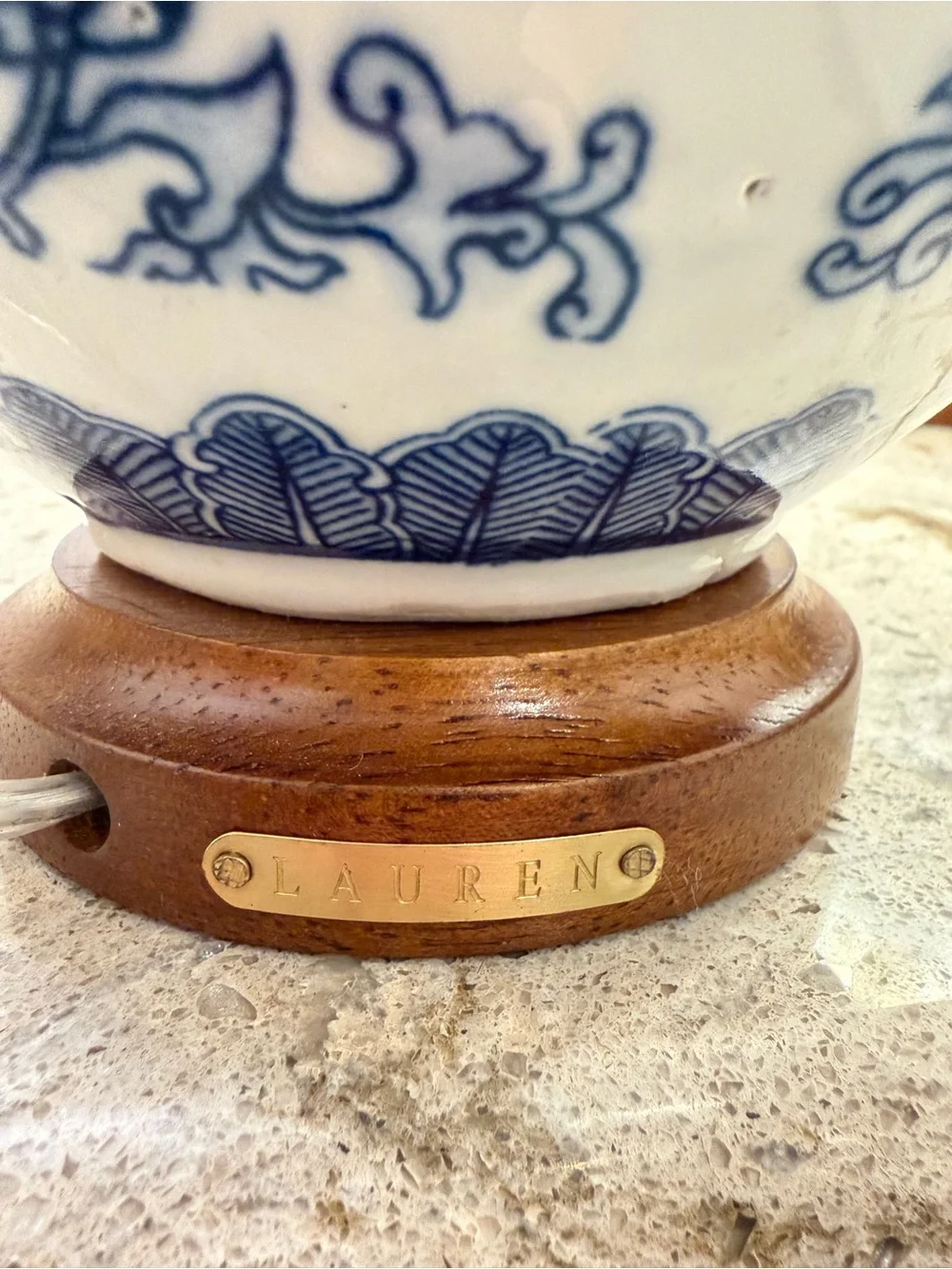 Ralph Lauren Home Blue & White Porcelain Double Gourd Table Lamps. Pair.